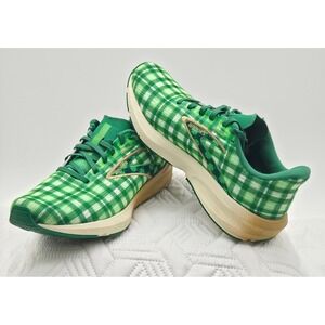 Brooks Launch 10 Running Shoes Womens 9 Green Plaid Shamrock Lucky Style Comfort